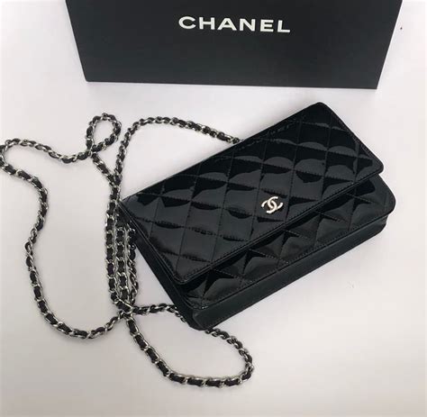 chanel black card wallet|chanel black wallet with chain.